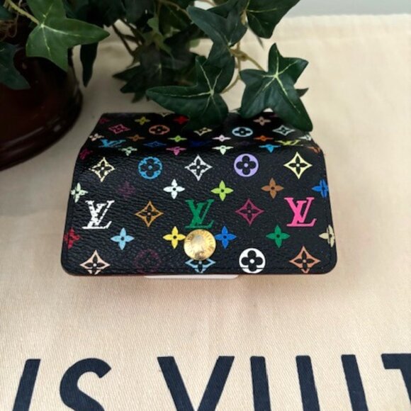 LV Monogram💙💛Takashi Murakami 💜💗💚4 Key Holder / Black - Picture 1 of 8